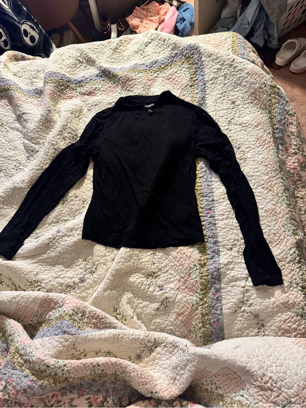Express Black Crew Neck Long Sleeve Top